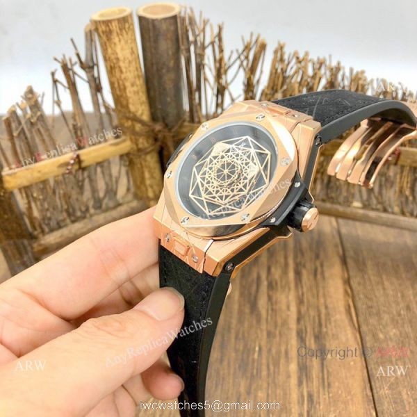 Top Quality Hublot Big Bang Sang Bleu II Watches Black Face Rose Gold