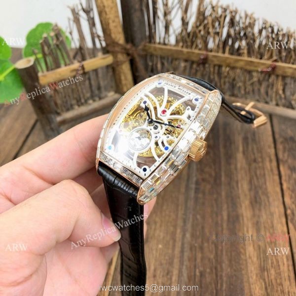 New Copy Franck Muller Cintree Curvex Skeleton Diamond Baguette Watches