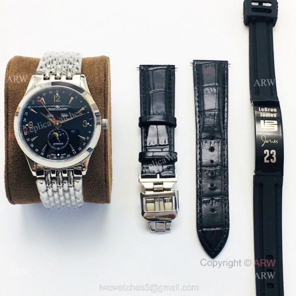 (JLF) Replica Jaeger-Lecoultre Master Ultra Thin Stainless Steel Black Dial Watch For Men