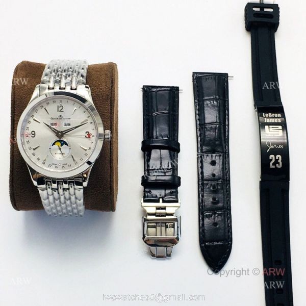 (JLF) Swiss Copy Jaeger-Lecoultre Moonphase Silver Dial Watch For Men