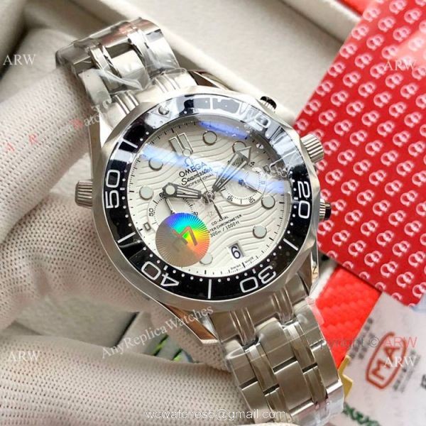 Copy Omega Seamaster 300M Chronograph Watch Stainless Steel White Dial