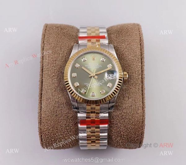 (TWF) Green Dial Rolex Datejust Jubilee Bracelet Swiss Replica Watches 31mm