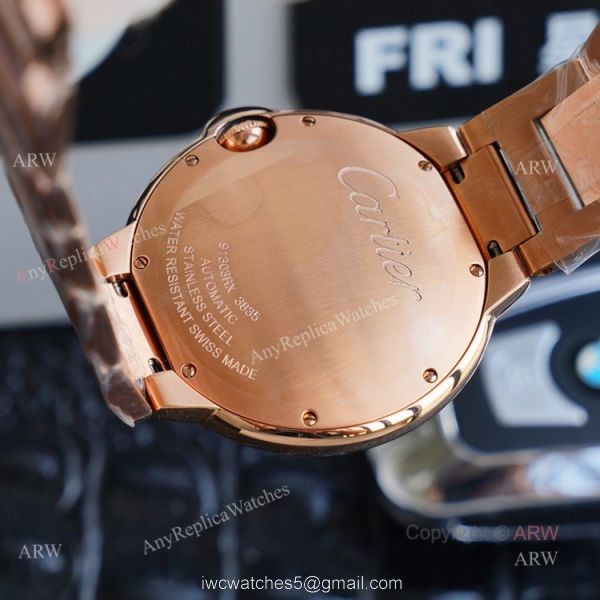 1:1 Copy Rose Gold Cartier Ballon Bleu Replica Full Diamond Watch 42mm