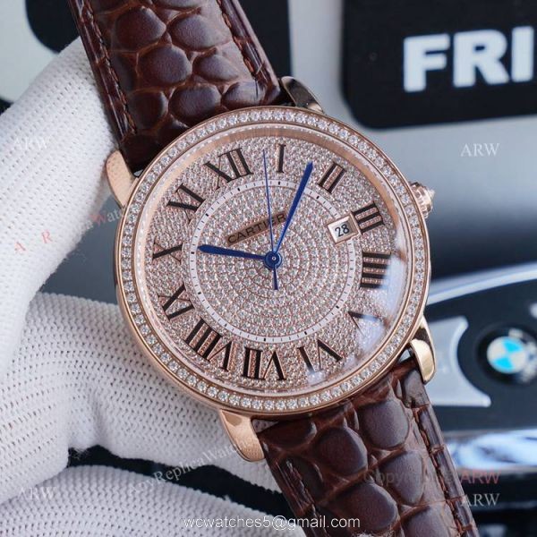 High Quality Cartier Ronde Solo 42mm rose gold Diamond Replica Watch