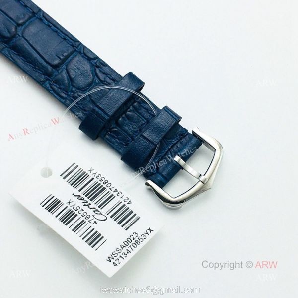 Swiss Replica Cartier Santos Dumont Blue Leather Watch New Cartier Watches