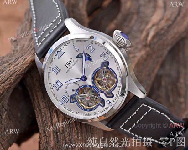 Copy IWC Big Pilots Double tourbillon Men Watches Ss Blue Face