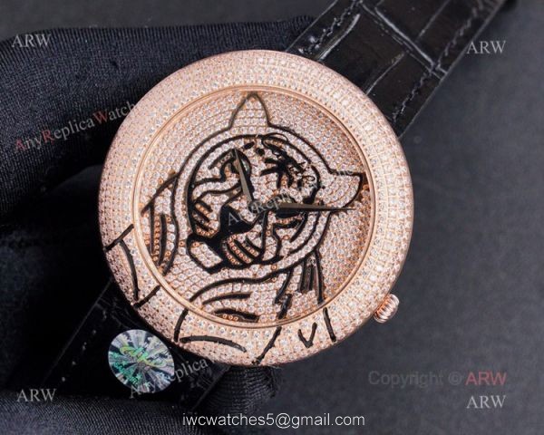 Swiss Copy Cartier Panther Rose Gold Diamond Watch For Men