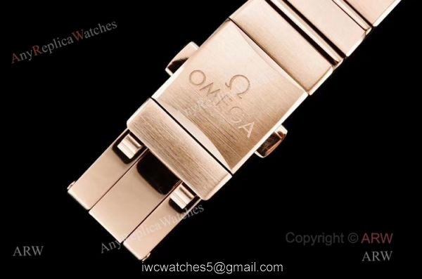 GF Factory Swiss Replica Omega Constellation Black Aventurine Dial Rose Gold Diamond Watch