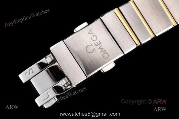 GF Factory Swiss Replica Omega Constellation Two Tone Ladies Watch With Black Aventurine Dial