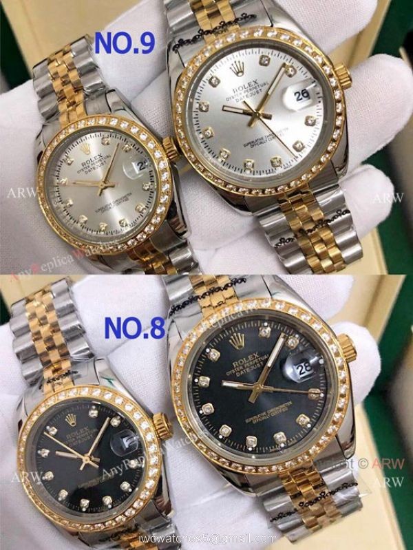 Clone Rolex Datejust Green Dial 2-Tone Lover Watch 36mm and 31mm