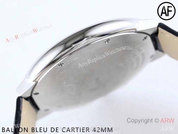Swiss Replica Cartier Ballon Bleu Watch Black Dial Leather Strap 42mm