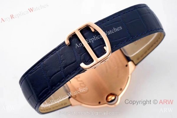 Swiss AAA Copy Cartier Ballon Bleu 42mm Automatic Watch Rose Gold Blue Dial
