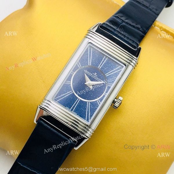 2020 Swiss Replica Jaeger LeCoultre Reverso Duetto Women Watch SS Blue Dial