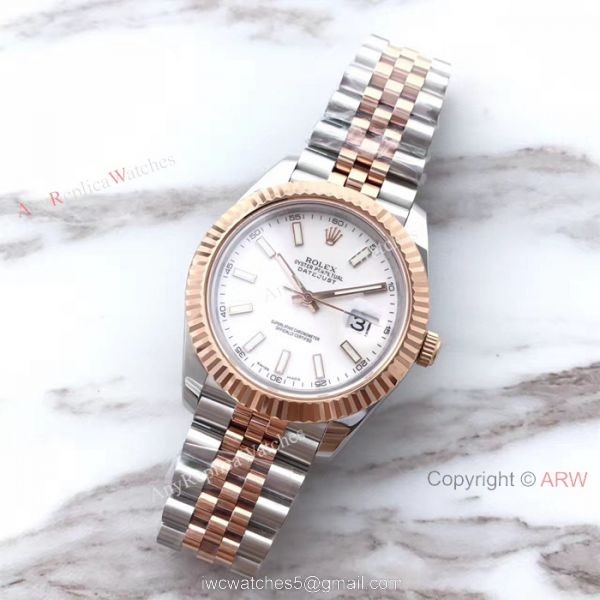 (EW) Replica Rolex Datejust 2 41mm White Dial Fluted Bezel Watch ETA3255