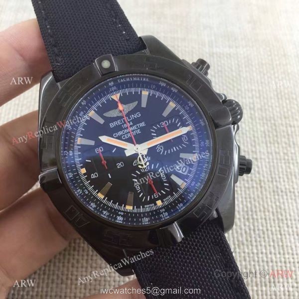 Copy Breitling Chronomat B01 Black Case Leather Strap 46mm Watch