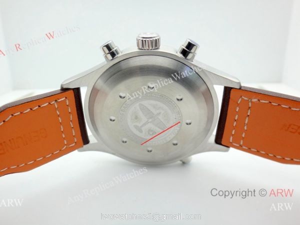 Copy Iwc Pilot Spitfire Chronograph White Dial Brown Leather Strap