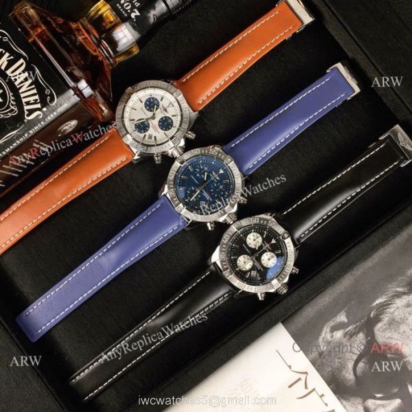 Copy Breitling COLT Chronograph Watches SS Brown Leather Strap