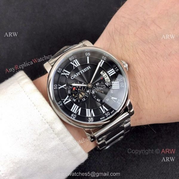 New Cartier Rotonde de Moon phase Stainless Steel Black Watch 40mm