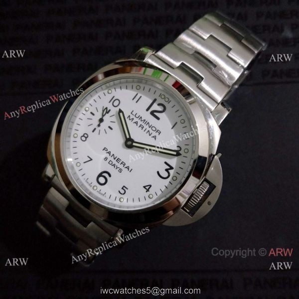 AAA Quality Panerai Luminor Marina 44mm Watch Stainless Steel White Face