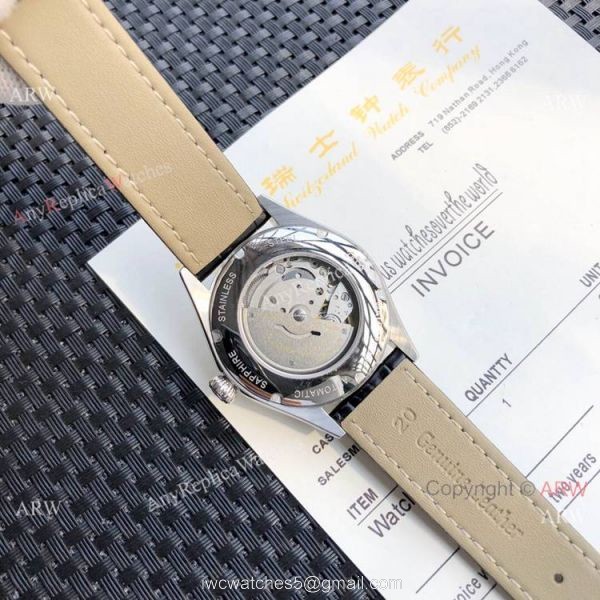 Rolex Datejust White MOP Black Leather Strap Watch Replica