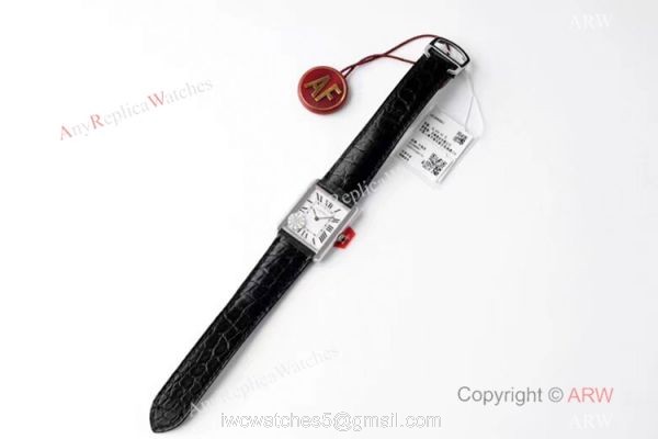 New! Swiss Cartier Tank Solo AF Factory Quartz Watch SS Black Leather Strap