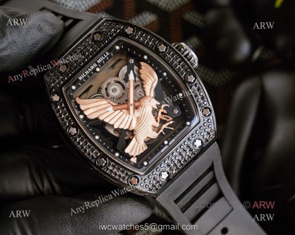 Unique Model Richard Mille RM 57-05 Eagle Dial With Rose Gold Diamonds Watch Replica