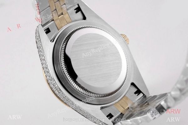 TW Factory Swiss Rolex Iced Out Datejust Watch Two Tone Grey Dial 41mm