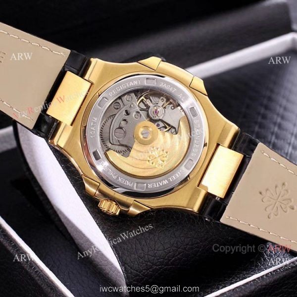 AAA Copy Patek Philippe Nautilus Yellow Gold Power Reserve Watches Diamond Bezel