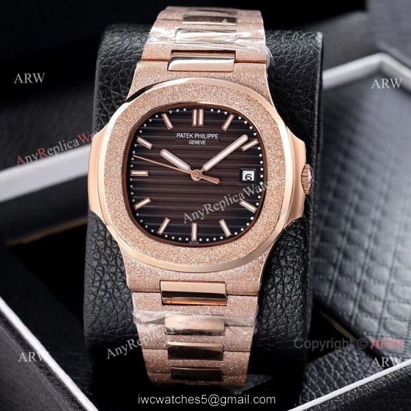 Best Clone Patek Philippe Nautilus Frosted Rose Gold Watches 40mm