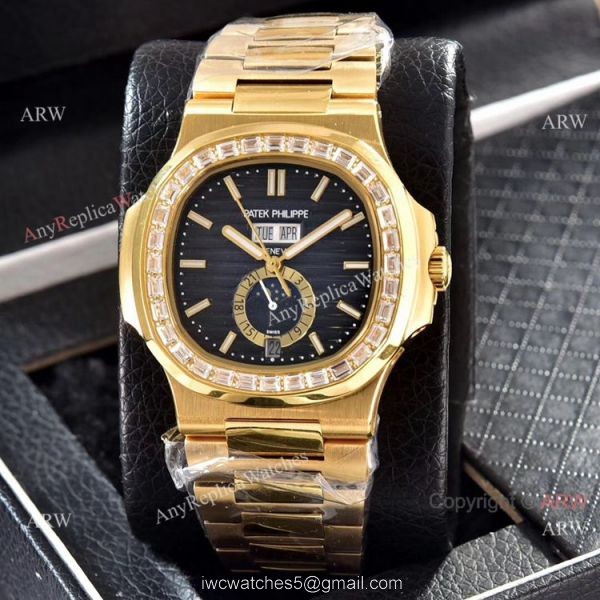 Wholesale Copy Patek Philippe Annual Calendar Watches Yellow Gold with Diamond