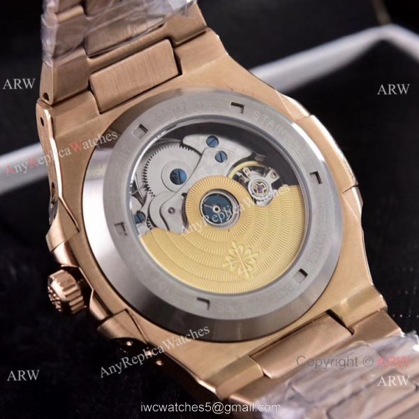 Patek Philippe Annual Calendar Copy Watches Iced Out Rose Gold Case