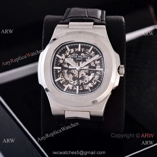 Faux Patek Philippe Nautilus Skeleton Watches Stainless Steel Case