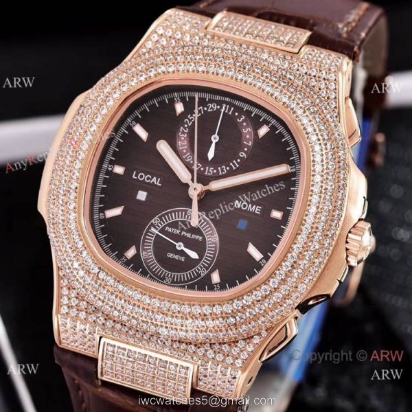 Japan Grade Patek Philippe Nautilus Diamonds Watches Rose Gold White Face