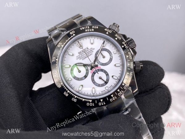 New! Swiss Copy Rolex Daytona 7750 Black Steel Panda Face Watch