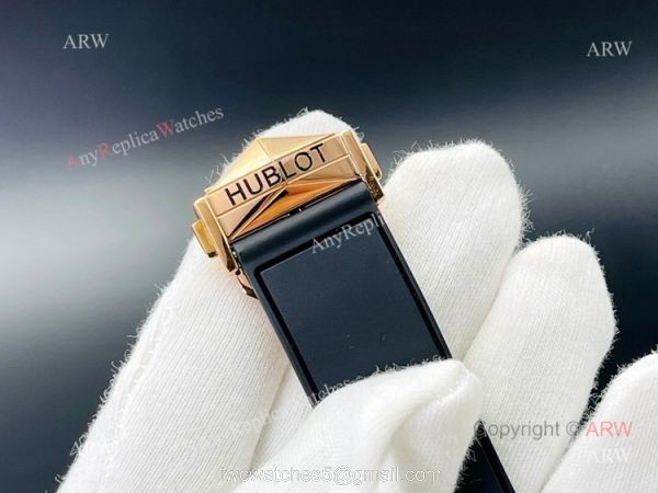Swiss Replica Hublot Big Bang Sang Bleu Rose Gold Watch For Men With Black Rubber Strap