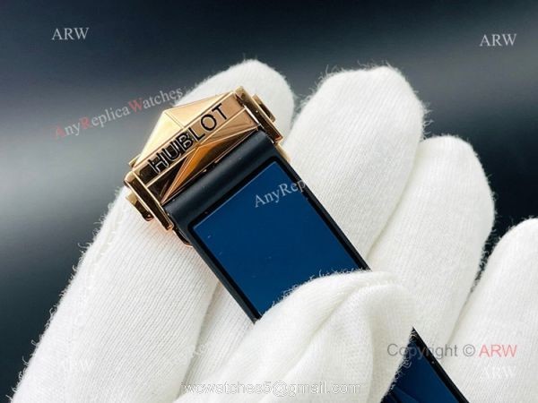 Replica Hublot Big Bang Watch Hublot Sang Bleu 45mm Rose Gold Blue Rubber Straps