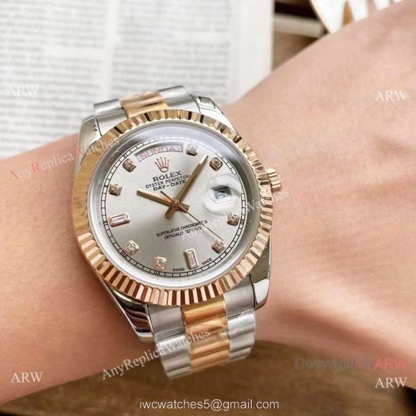 Replica Rolex Day Date 40mm Watches Two Tone Rose Gold New Dial