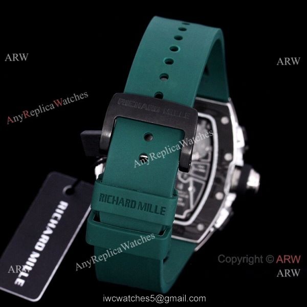 Best RM 62-01 Richard Mille Tourbillon Vibrating Alarm ACJ Green Rubber Band Watch Replica