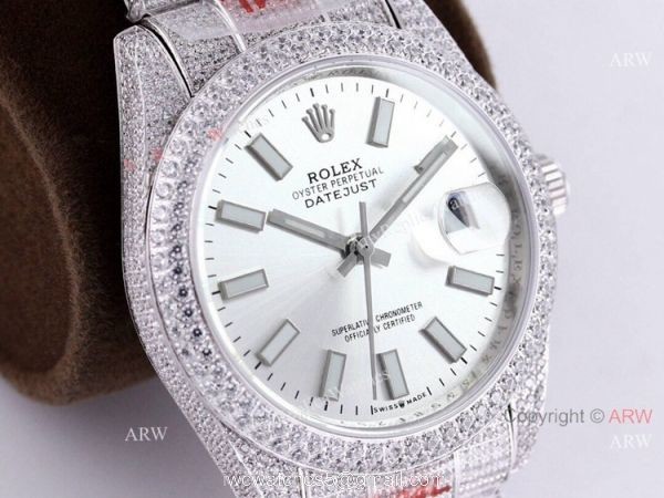 Diamond Rolex Datejust 41 Silver Dial For Mens Watch Best Replica