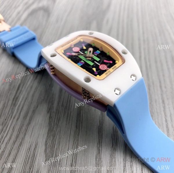 Women Richard Mille BonBon Collection Watches Rm07 Blue Rubber Strap