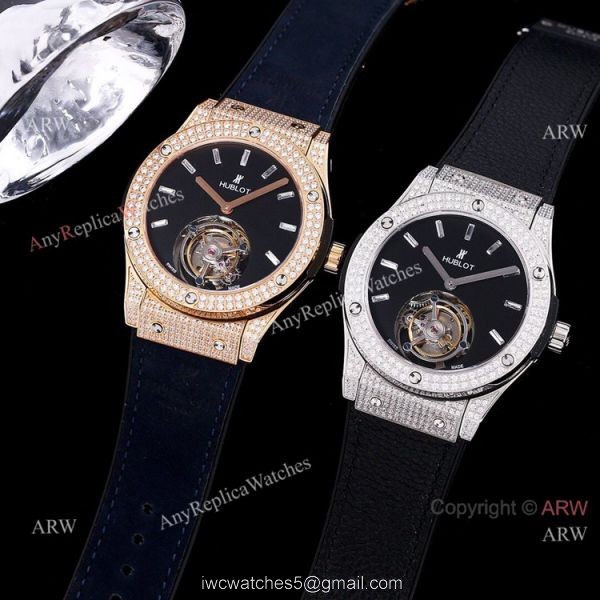 Iced Out Hublot Classic Fusion Diamond Watch 42mm Hublot Tourbillon Watch Replica