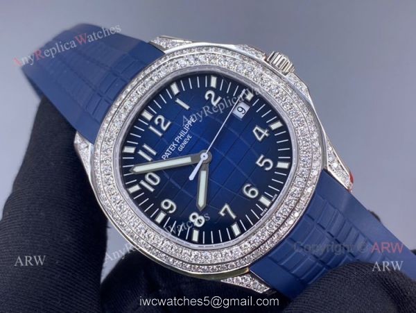 3k Factory Patek Philippe Aquanaut Blue Dial Diamond Bezel Watch 42mm High Copy
