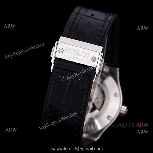Mens Hublot Classic Fusion 42mm Black Dial Black Leather Strap Watch Replica