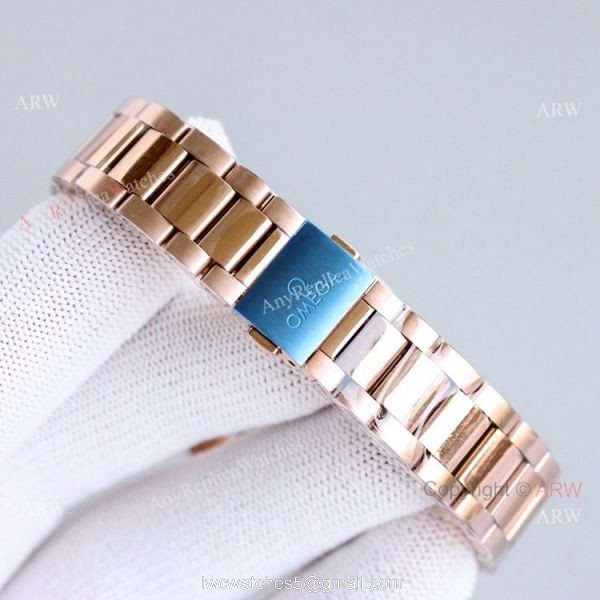 High End Replica Omega Constellation Ladies 34mm Rose Gold Watch With Diamonds