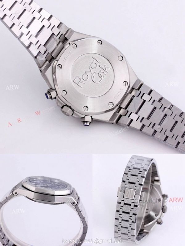 New Audemars Piguet Royal Oak Frosted Gold Chronograph Watch 41mm Black Dial Stainless Steel Bracelet Replica