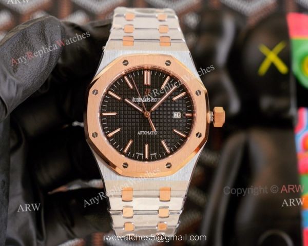 High Quality Replica Audemars Piguet Royal Oak 41mm Blue Face Rose Gold Watch With Diamonds