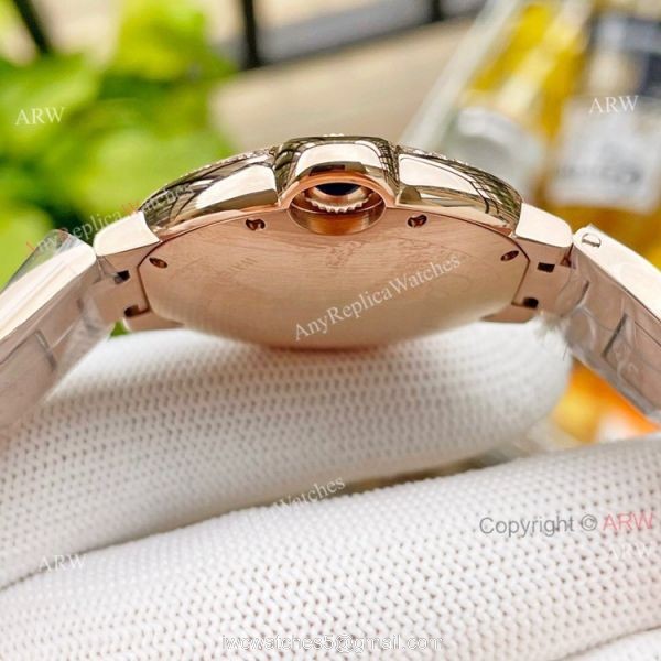 Replica Ladies Cartier Ballon Bleu 36mm With Diamonds Tourbillon Watch Pink Face