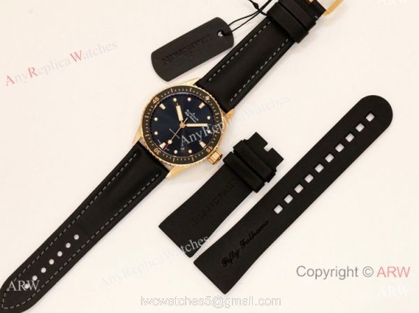 Swiss Grade Replica Blancpain Fifty Fathoms Bathyscaphe GF Factory Cal.1315 Rose Gold Watch