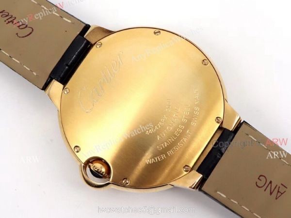 Gold Cartier Ballon Bleu 42mm Full Diamonds Knockoff Watch