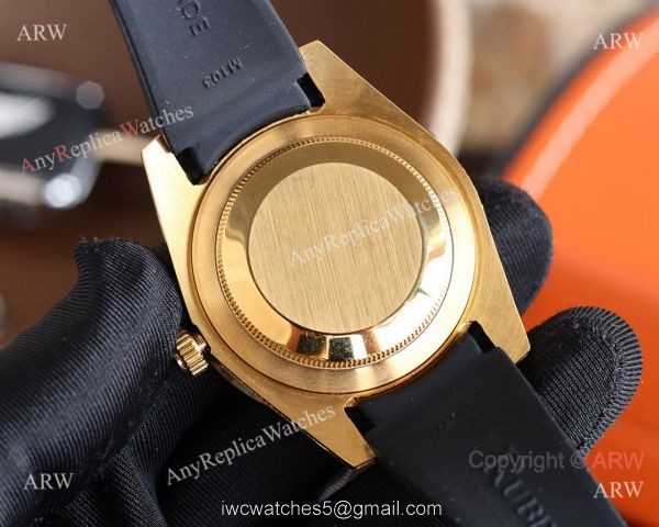 Replica Rolex Day-Date Diamond Gold Bezel Black Face 40 MM Watch